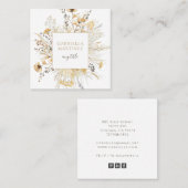 Boho Cream Terracotta Wildflower Vierkante Visitekaartje (Voorkant / Achterkant)