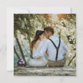 Boho Cream Waterverf Wildbloemen Foto bruiloft Kaart (Achterkant)