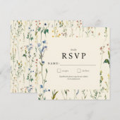 Boho Cream Wildflower RSVP-kaart (Voorkant / Achterkant)
