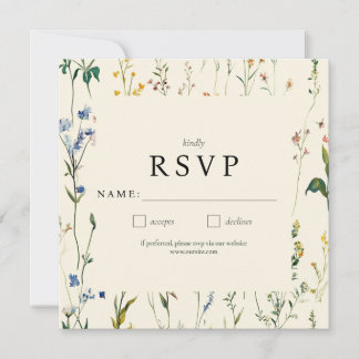 Boho Cream Wildflower RSVP-kaart