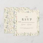 Boho Cream Wildflower RSVP-kaart (Voorkant / Achterkant)
