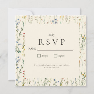 Boho Cream Wildflower RSVP-kaart