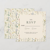 Boho Cream Wildflower RSVP-kaart (Voorkant / Achterkant)