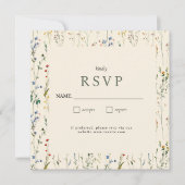 Boho Cream Wildflower RSVP-kaart (Voorkant)