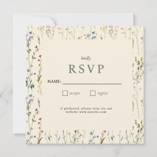 Boho Cream Wildflower RSVP-kaart
