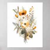Boho Crème Beige Gele Bloemen Bloem Botanisch Poster (Voorkant)