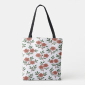Boho Crème Bloemendesign Tote Bag (Achterkant)