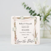 Boho Crème Bloemige Trouwboog Save the Date (Staand voorkant)