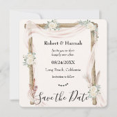 Boho Crème Bloemige Trouwboog Save the Date (Voorkant)