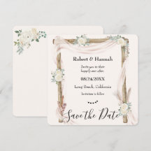 Boho Crème Bloemige Trouwboog Save the Date