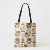 Boho Crème en Bruine Bloem Tas (Voorkant)