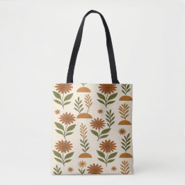 Boho Crème en Bruine Bloem Tas