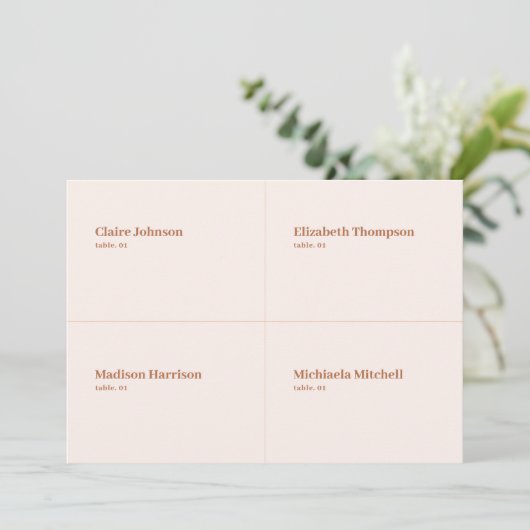 Boho crème en gebrande Sinaasappel trouwplaats kaa Kaart (Staand voorkant)