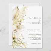 Boho crème florale botanische pampas gras bruiloft kaart (Voorkant)