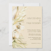 Boho crème florale botanische pampas gras bruiloft kaart (Voorkant)