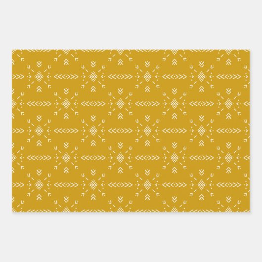 Boho crème, grijs en geel design inpakpapier vel (Voorkant 3)