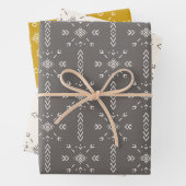 Boho crème, grijs en geel design inpakpapier vel (In situ)