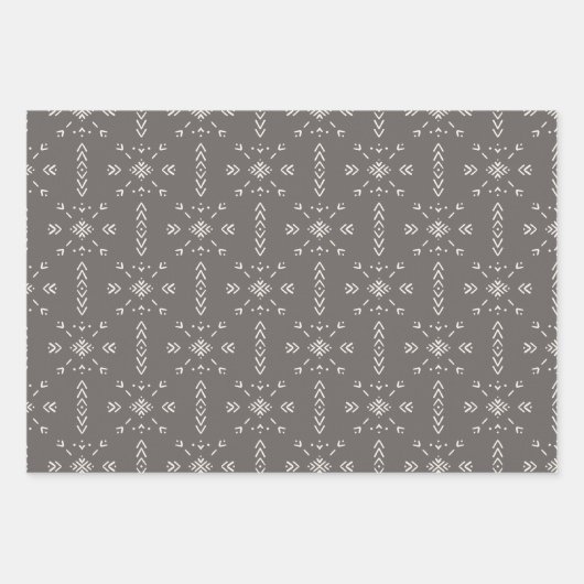 Boho crème, grijs en geel design inpakpapier vel (Voorkant)