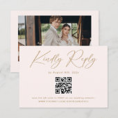 Boho Crème Neutrale Trouw-RSVP Qr Code Informatiekaartje (Voorkant / Achterkant)