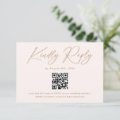 Boho Crème Neutrale Trouw-RSVP Qr Code Informatiekaartje (Staand voorkant)