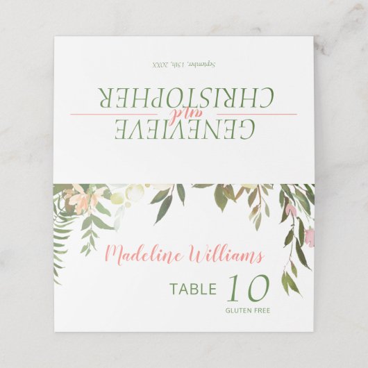  Boho Creme Roos bruiloft Plaatskaartje (Buitenkant ongevouwen)