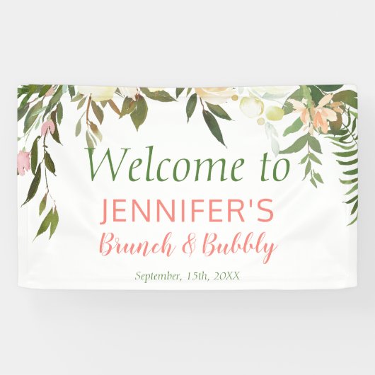 Boho Creme Roos Brunch & Bubbly Vrijgezellenfeest Spandoek (Horizontaal)