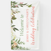 Boho Creme Roos huwelijksreceptie Welkom Spandoek (Verticaal)