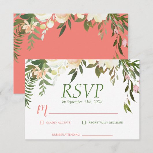 Boho Creme Roos Wedding Arch RSVP Kaartje (Voorkant / Achterkant)