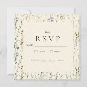 Boho Crème Wilde Bloem RSVP Kaart (Voorkant)