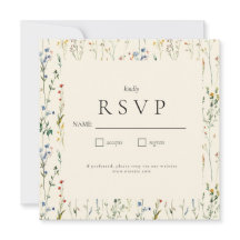 Boho Crème Wilde Bloem RSVP Kaart