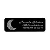 Boho Crescent Moon Black Retouradreslabel Etiket (Voorkant)