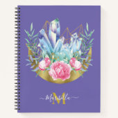 Boho Crescent Moon Crystal Cluster Roze Notitieboek (Voorkant)