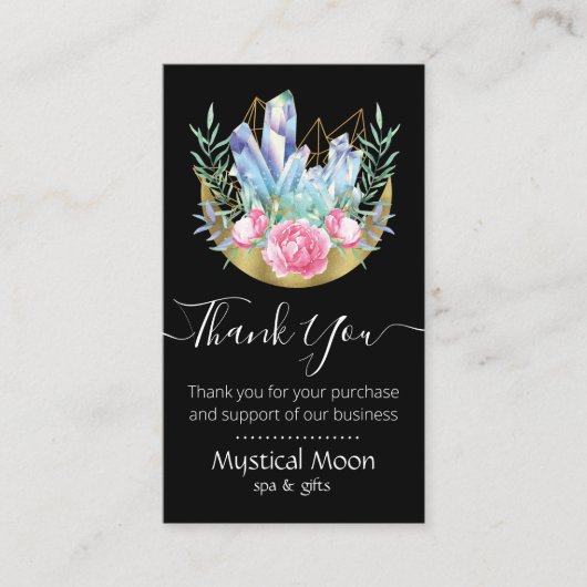 Boho Crescent Moon Crystal Cluster Roze Visitekaartje (Voorkant)
