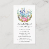 Boho Crescent Moon Crystal Cluster Roze Visitekaartje (Achterkant)