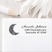 Boho Crescent Moon White Retouradreslabel Etiket (Insitu)