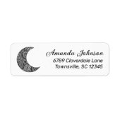 Boho Crescent Moon White Retouradreslabel Etiket (Voorkant)