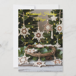 Boho Crochet Snowflake Kerstversiering Kaart