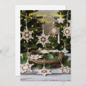 Boho Crochet Snowflake Kerstversiering Kaart (Voorkant / Achterkant)