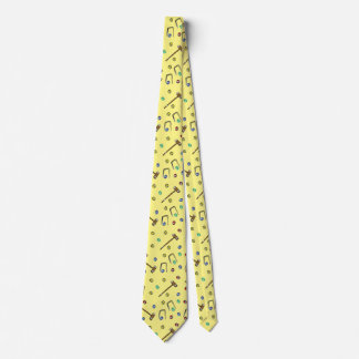 Boho Croquet Pattern Hand-Drawn  Yellow Stropdas