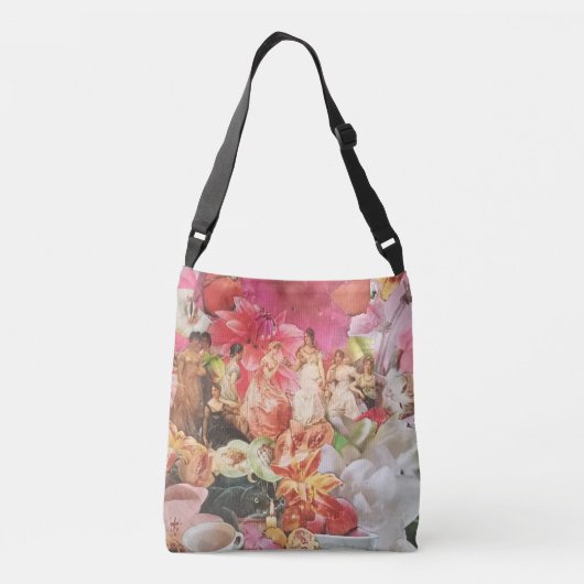 Boho cross body tas met bloemendames (Achterkant)