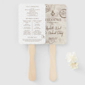 Boho Cruise bestemming bruiloft programma Handwaaier (Voorkant en achterkant)