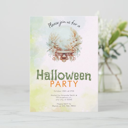  Boho Crystal Ball Halloween Party Kaart (Staand voorkant)