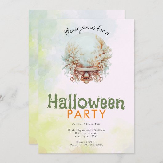  Boho Crystal Ball Halloween Party Kaart (Voorkant / Achterkant)