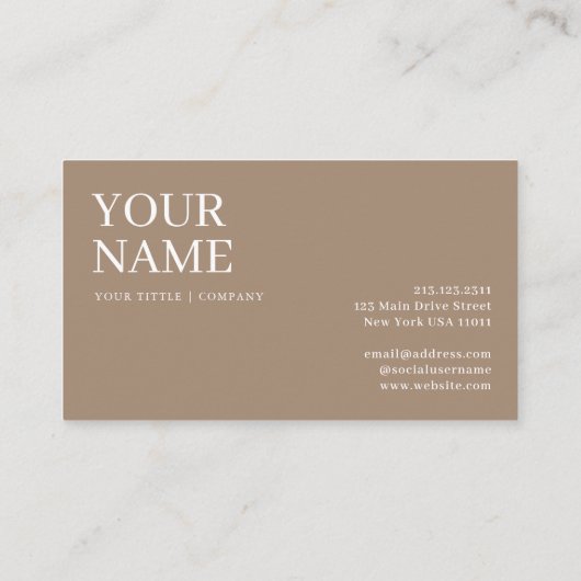 Boho Custom Bruin Eenvoudig Visitekaartje (Achterkant)