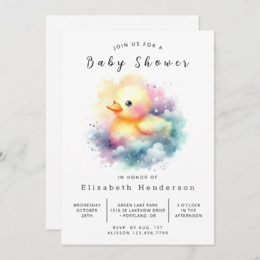 Boho Custom Duck Baby shower Kaart (Voorkant / Achterkant)