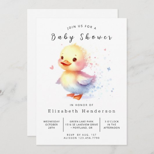 Boho Custom Duck Baby shower Kaart (Voorkant / Achterkant)