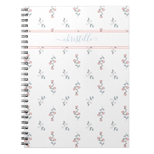 Boho Custom Name  Blush Floral Pattern Notitieboek (Voorkant)