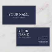 Boho Custom Navy Blue Eenvoudig Visitekaartje (Voorkant / Achterkant)