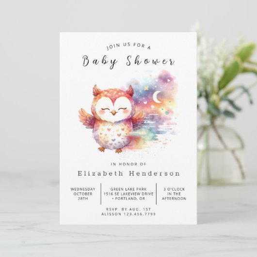 Boho Custom Owl Baby shower Kaart (Staand voorkant)