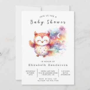Boho Custom Owl Baby shower Kaart